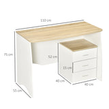 easycomfort easycomfort scrivania con cassettiera moderna in legno scrivania pc per camera e ufficio 110x55x75cm