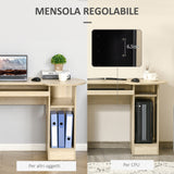 easycomfort easycomfort scrivania da pc per ufficio con scaffali cassetti e ripiano testiera in legno 125x60x74cm