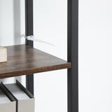 easycomfort easycomfort libreria stile industriale con 4 ripiani e 2 armadietti 90x30x159 5cm nero e marrone