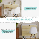 easycomfort easycomfort scrivania a muro pieghevole e salvaspazio con ripiani per casa e ufficio in truciolato 100x18x74 cm