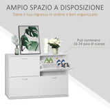 easycomfort easycomfort scarpiera salvaspazio in legno per camera e ingresso capacita 24 scarpe 120x24x81cm bianco ean 8054111844864