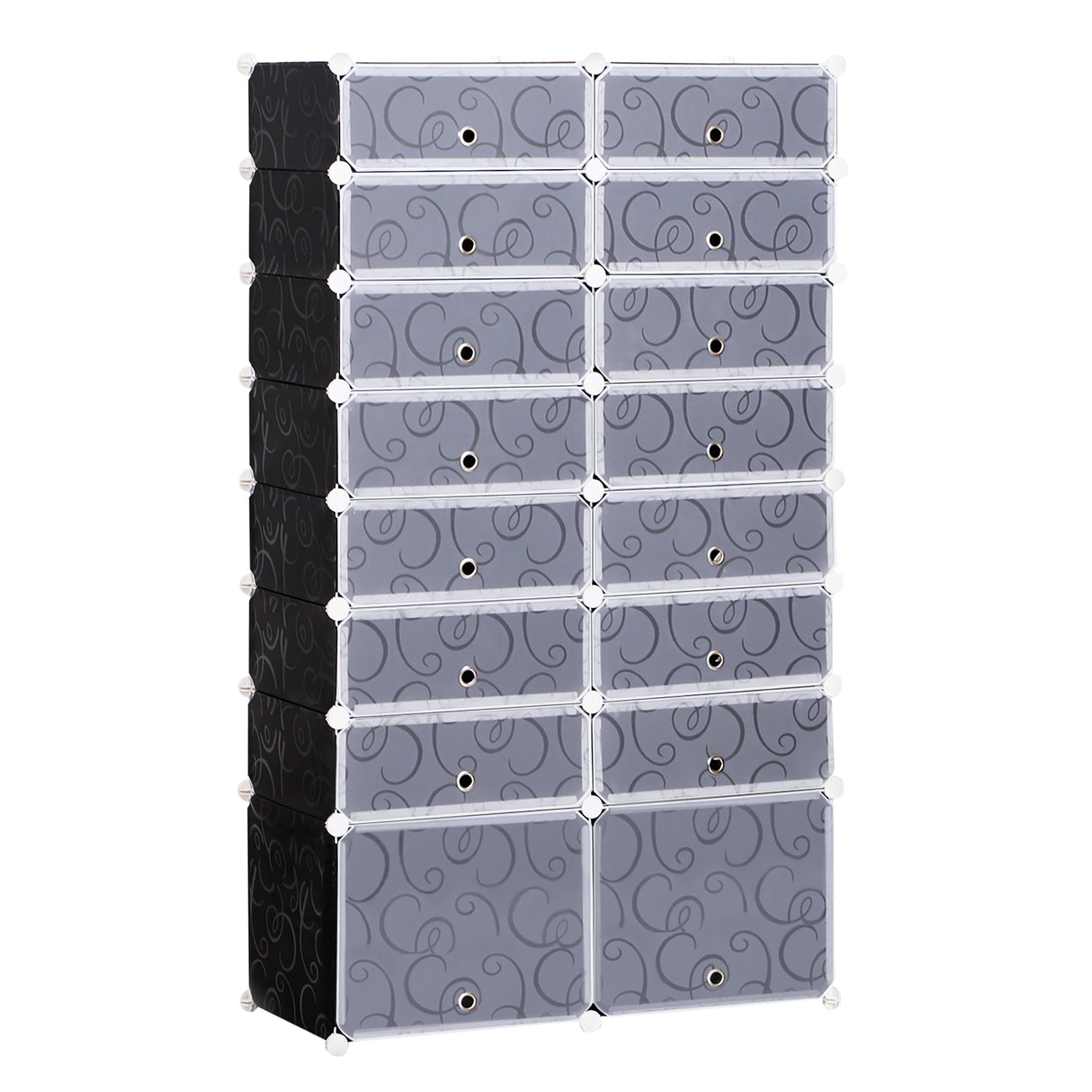 easycomfort easycomfort guardaroba modulare scarpiera cubi a 8 ripiani 2 righe bianco e nero in plastica 95 x 37 x 160 cm ean 8054144130873
