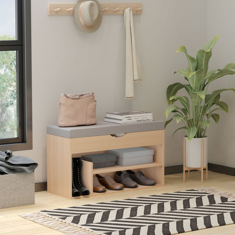 easycomfort easycomfort scarpiera 2 in 1 panca in legno con seduta imbottita e scomparto nascosto per entrataingresso 80 x 30 x 48cm ean 8054111843256
