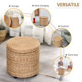 easycomfort easycomfort pouf contenitore rotondo stile boho con rivestimento naturale tavolino da salotto 43x43cm kaki