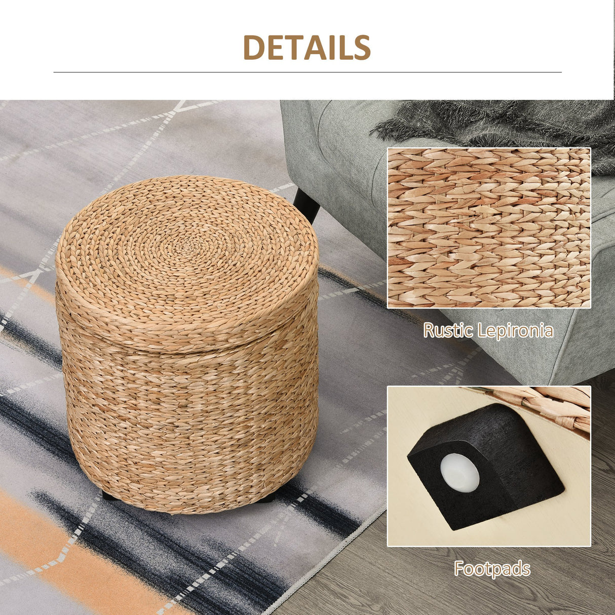 easycomfort easycomfort pouf contenitore rotondo stile boho con rivestimento naturale tavolino da salotto 43x43cm kaki