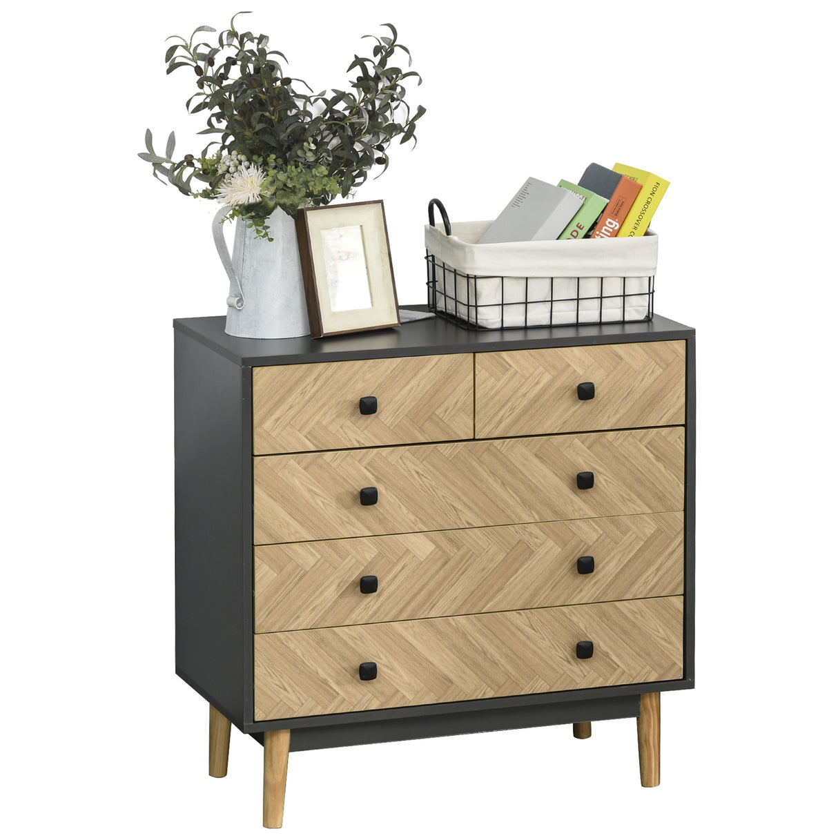 easycomfort easycomfort cassettiera per camera da letto con 5 cassetti in legno stile vintage industriale ean 8054111849449