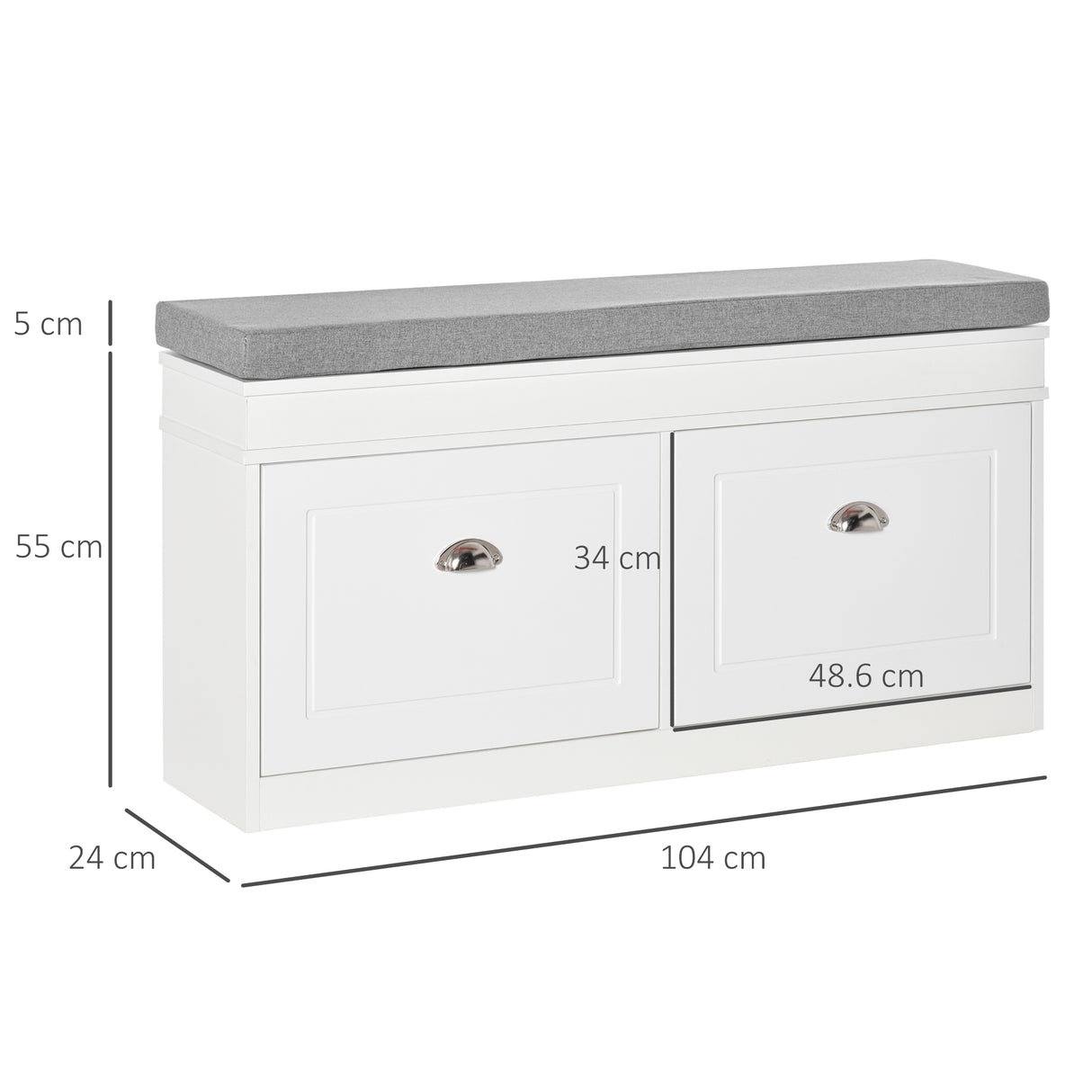 easycomfort easycomfort panca scarpiera salvaspazio in legno con cuscino 2 cassetti con mensola regolabile per 8 scarpe 104x24x55cm bianco