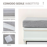 easycomfort easycomfort panca scarpiera salvaspazio in legno con cuscino 2 cassetti con mensola regolabile per 8 scarpe 104x24x55cm bianco