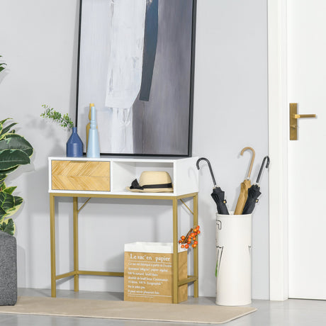 easycomfort easycomfort tavolo consolle in legno consolle da ingresso o salotto con design moderno bianco e oro 80x30x80 5cm