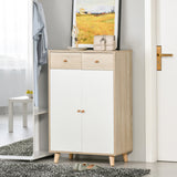 easycomfort easycomfort mobile scarpiera salvaspazio per 12 scarpe armadietto con 4 mensole e 2 cassetti 68x35x102 5cm color legno e bianco