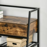 easycomfort easycomfort mobile scarpiera con vano contenitore legno e metallo marrone