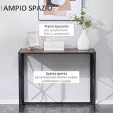 easycomfort easycomfort tavolo consolle da ingresso stile industriale pieghevole in legno e metallo 100x38x80cm marrone