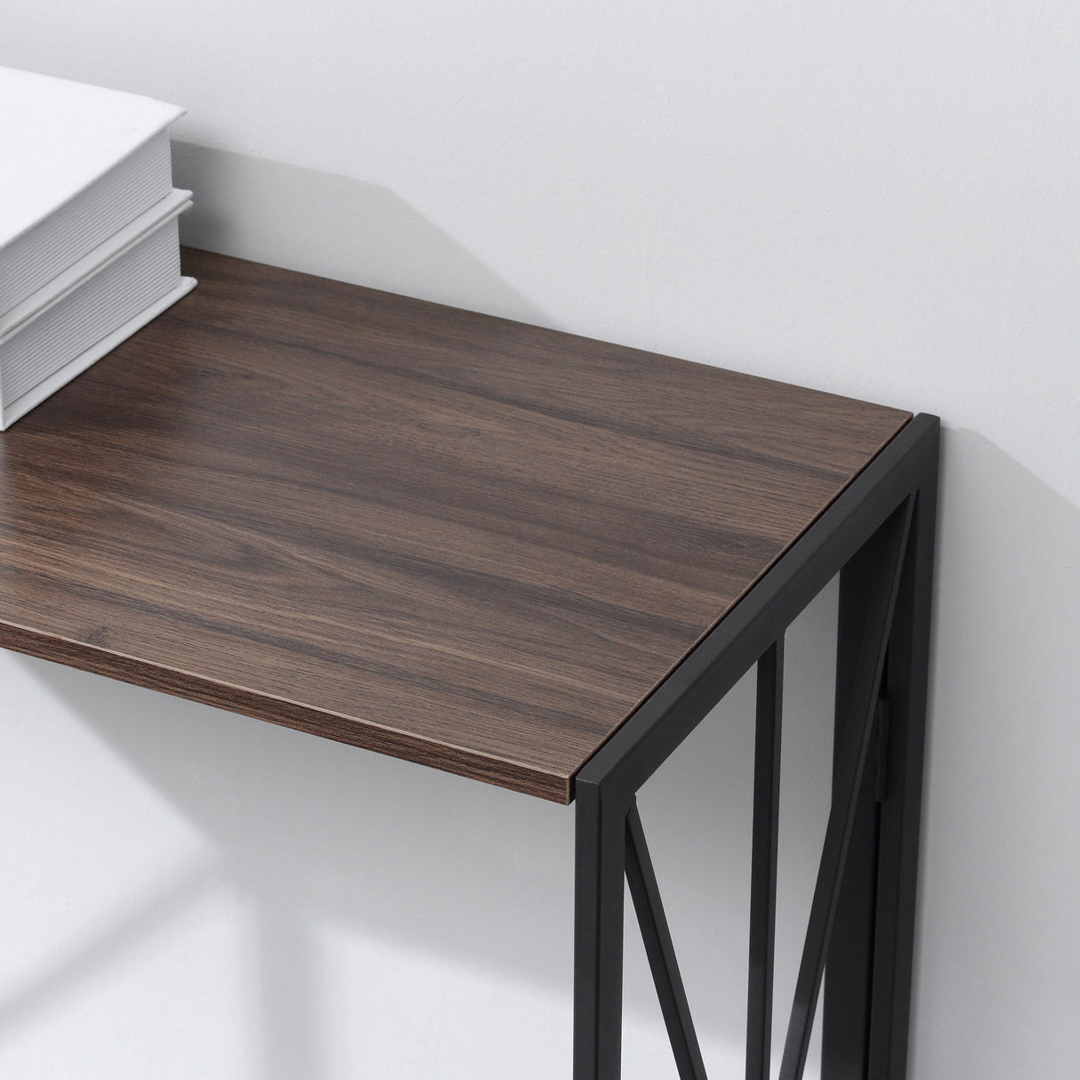 easycomfort easycomfort tavolo consolle da ingresso stile industriale pieghevole in legno e metallo 100x38x80cm marrone