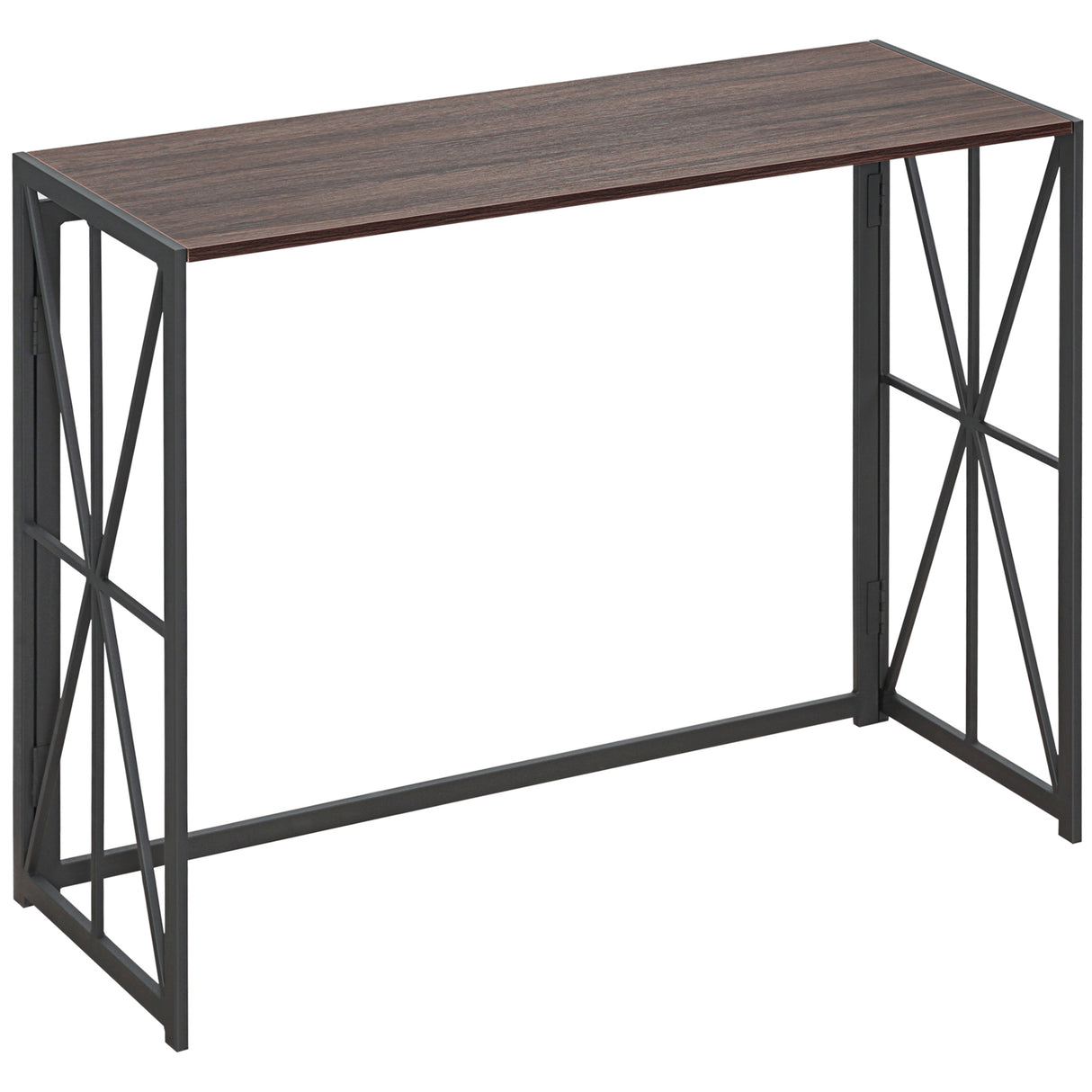 easycomfort easycomfort tavolo consolle da ingresso stile industriale pieghevole in legno e metallo 100x38x80cm marrone
