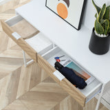 easycomfort easycomfort consolle moderna per ingresso e soggiorno con 2 cassetti in metallo 100x30x75cm bianco