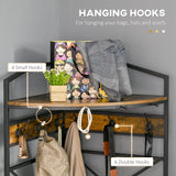 easycomfort easycomfort appendiabiti da terra angolare con panca e scarpiera in stile industriale 50x50x183cm marrone