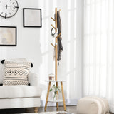 easycomfort easycomfort appendiabiti da terra per ingresso in mdf e alluminio con 5 ganci in bambu e tavolino rotondo 39 5x39 5x171 cm