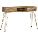 easycomfort easycomfort tavolo consolle in truciolato e acciaio per ingresso e soggiorno con ripiano aperto e 2 cassetti 120x29x79 cm