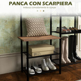 easycomfort easycomfort appendiabiti da terra a 6 ganci in truciolato e acciaio con mobile scarpiera portaoggetti 92 5x28 2x182 cm