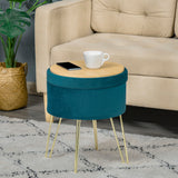 easycomfort easycomfort pouf contenitore 2 in 1 con funzione sgabello e tavolino in legno e velluto verde metallo con finitura oro 36x36x45cm ean 8054111847643