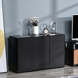 easycomfort easycomfort mobiletto multiuso nero con 2 cassetti e 2 armadietti ad apertura a pressione 117x36x74cm
