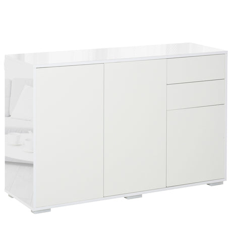 easycomfort easycomfort mobiletto multiuso in legno bianco con 2 cassetti e 2 armadietti con apertura a pressione 117x36x74 cm ean 8054111844659