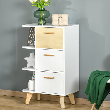 easycomfort easycomfort mobiletto multiuso con 3 ripiani aperti e cassetti mobile per soggiorno cucina ufficio in legno bianco 60x40x100cm