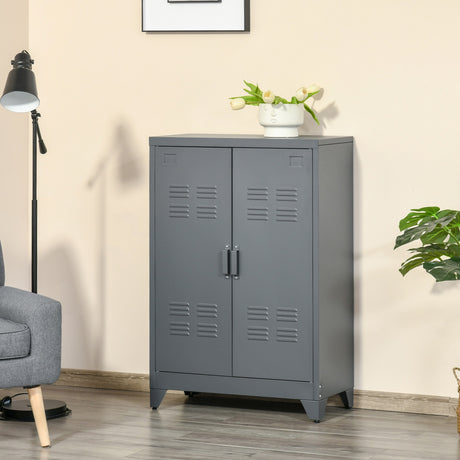 easycomfort easycomfort mobiletto multiuso a 2 ante stile industriale armadietto metallico per casa e garage grigio