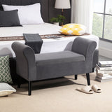 easycomfort easycomfort panca contenitore imbottita per camera in tessuto vellutato con braccioli 111 5x41x65cm grigio