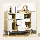 easycomfort easycomfort credenza moderna in truciolato e legno di pino con 3 cassetti e 2 armadietti a 2 livelli 90x32x80a cm