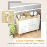 easycomfort easycomfort credenza moderna in truciolato e legno di pino con 3 cassetti e 2 armadietti a 2 livelli 90x32x80a cm