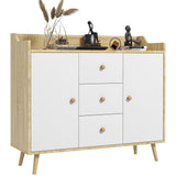 easycomfort easycomfort credenza moderna in truciolato e legno di pino con 3 cassetti e 2 armadietti a 2 livelli 90x32x80a cm