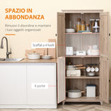 easycomfort easycomfort mobile cucina a 4 ante con mensole regolabili e base rialzata in legno 80x40x182cm