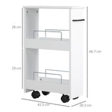 easycomfort easycomfort carrello salvaspazio multiuso in legno mdf e ruote 42 5x20 3x66 7cm bianco