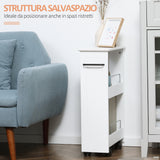 easycomfort easycomfort carrello salvaspazio multiuso in legno mdf e ruote 42 5x20 3x66 7cm bianco