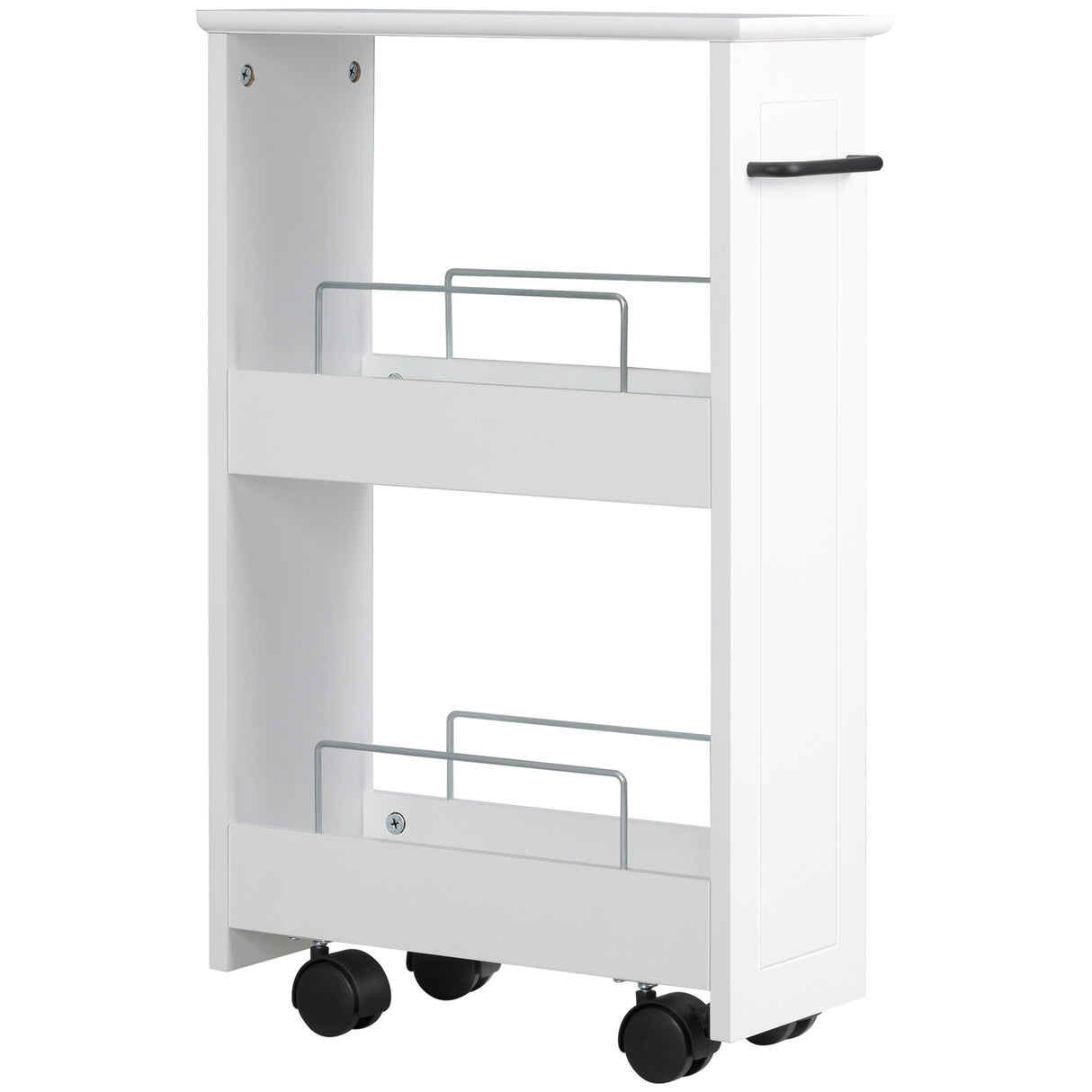 easycomfort easycomfort carrello salvaspazio multiuso in legno mdf e ruote 42 5x20 3x66 7cm bianco