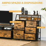 easycomfort easycomfort mobile cassettiera con 5 cassetti in tessuto pieghevoli stile industriale 83 5x29x87cm marrone