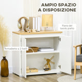 easycomfort easycomfort mobile multiuso con armadietto a 2 livelli in truciolato e ripiano regolabile 80x37x75cm