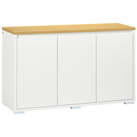 easycomfort easycomfort mobile multiuso con 2 armadietti a 2 livelli in truciolato ripiano regolabile 120x37x75cm bianco e color legno