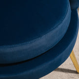 easycomfort easycomfort poltrona vintage di design in velluto blu poltroncina da camera con schienale alto 76x67x74cm