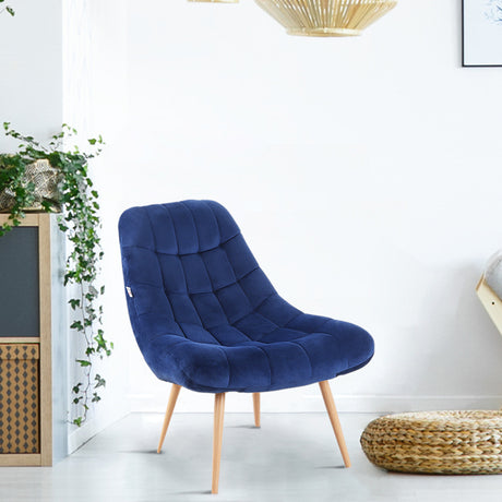 easycomfort easycomfort poltrona moderna e imbottita poltroncina da camera con seduta extra large in tessuto blu 71x85x84cm