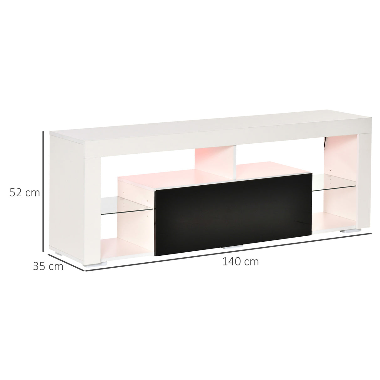 easycomfort easycomfort mobile porta tv con luci a led di 20 colori e telecomando per televisioni fino 55 bianco