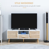 easycomfort easycomfort mobile tv basso per tv max 46 con ripiano aperto cassetto e 2 armadietti in truciolato e pino 140x40x55 3 cm