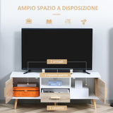 easycomfort easycomfort mobile tv basso per tv max 46 con ripiano aperto cassetto e 2 armadietti in truciolato e pino 140x40x55 3 cm