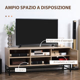 easycomfort easycomfort mobile tv moderno per tv max 60 in mdf e acciaio con 4 ripiani aperti e armadietto a 2 livelli 140x40x55 3 cm