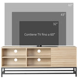 easycomfort easycomfort mobile tv moderno per tv max 60 in mdf e acciaio con 4 ripiani aperti e armadietto a 2 livelli 140x40x55 3 cm