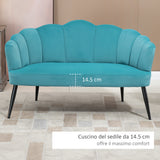 easycomfort easycomfort divano 2 posti in velluto con gambe in metallo e schienale a conchiglia 132x66x80cm verde