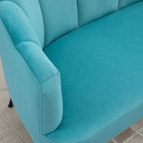 easycomfort easycomfort divano 2 posti in velluto con gambe in metallo e schienale a conchiglia 132x66x80cm verde