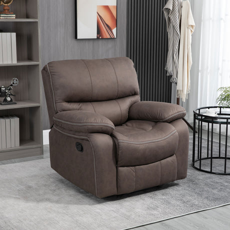 easycomfort easycomfort poltrona relax con reclinazione manuale e poggiapiedi 97x99x96cm marrone