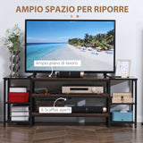 easycomfort easycomfort mobile tv moderno per tv fino a 60 con 6 ripiani aperti in acciaio e truciolato 140x40x50 cm marrone e nero